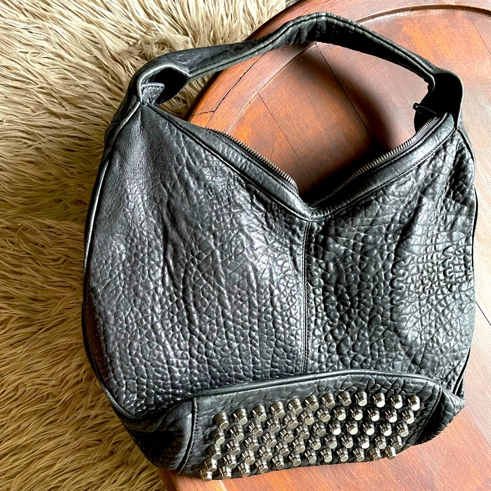 Black leather studded purse